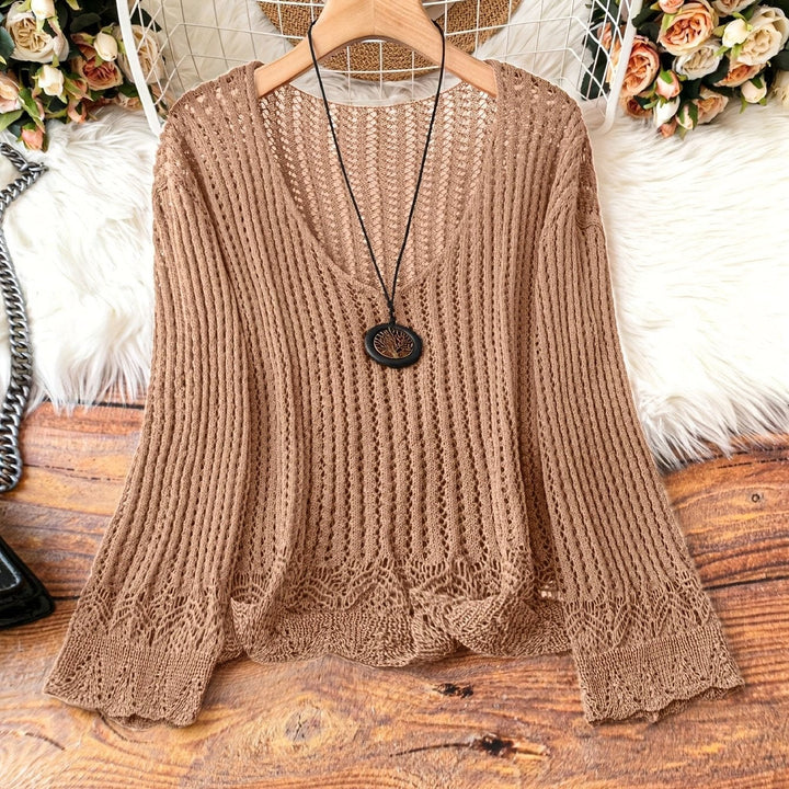 Women's Lightweight V-Neck Knit Sweater