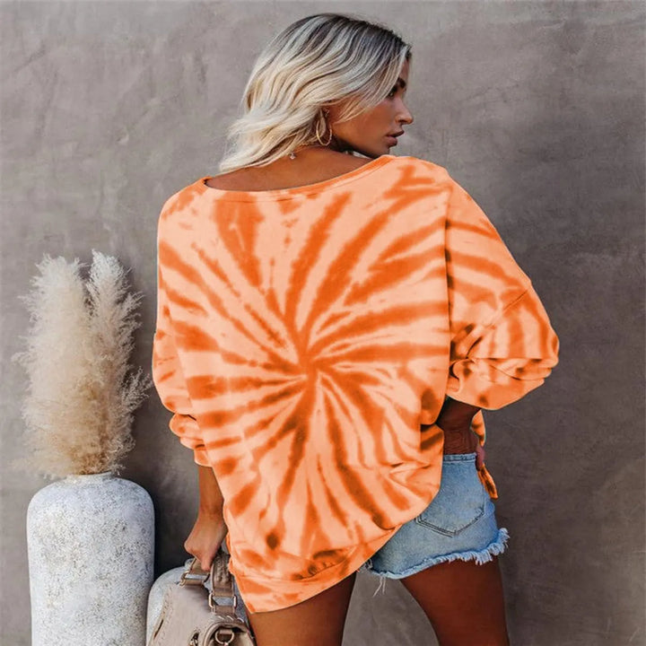 Women's Pumpkin Face Tie-Dye Halloween Sweatshirt