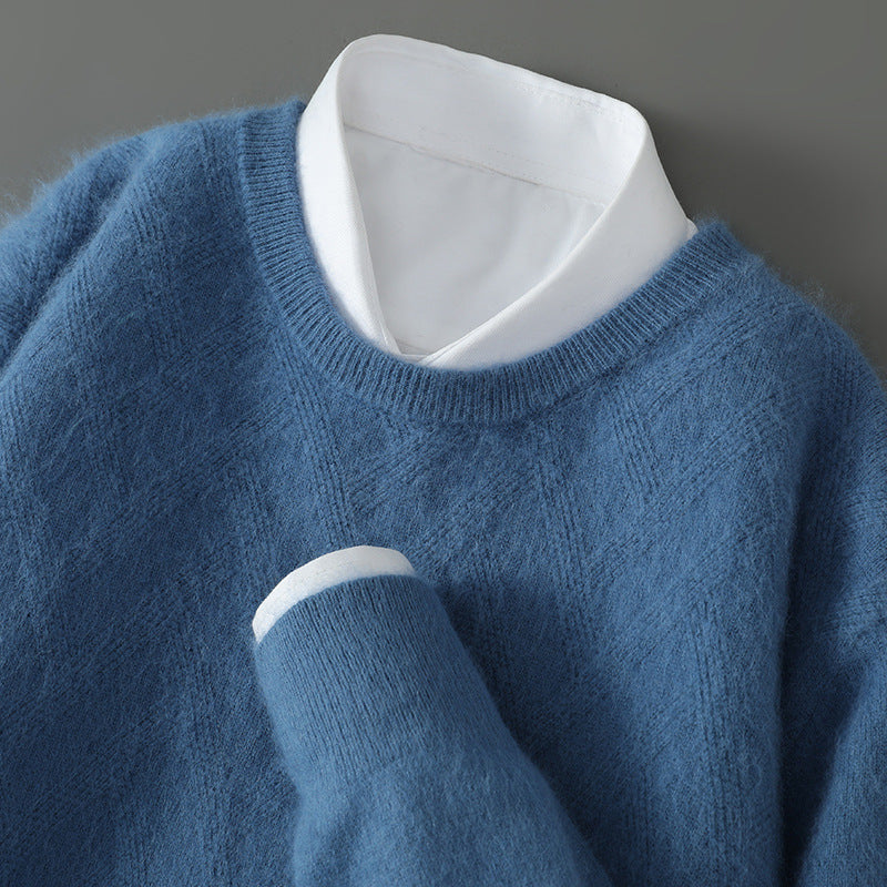 Men's Cashmere Crew Neck Sweater with Ribbed Trim
