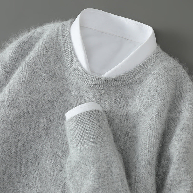 Men's Cashmere Crew Neck Sweater with Ribbed Trim