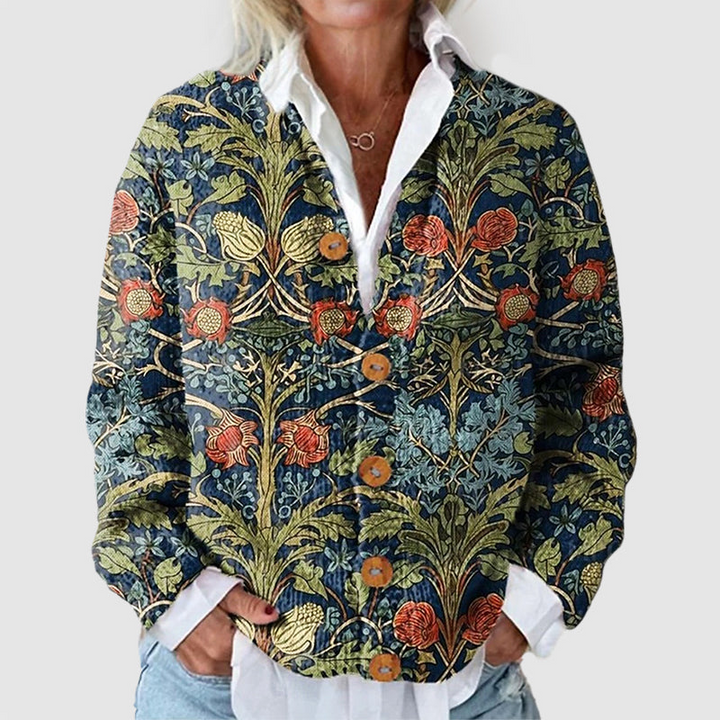 Women's Floral Print Button-Front Knit Cardigan