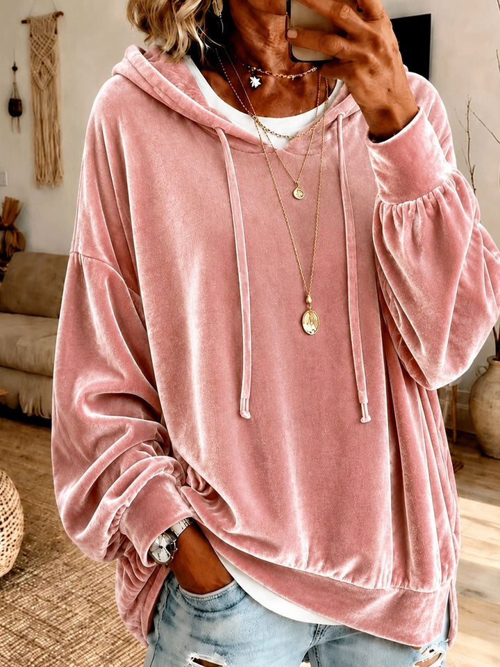 Women's Velvet Balloon Sleeve Oversized Hoodie