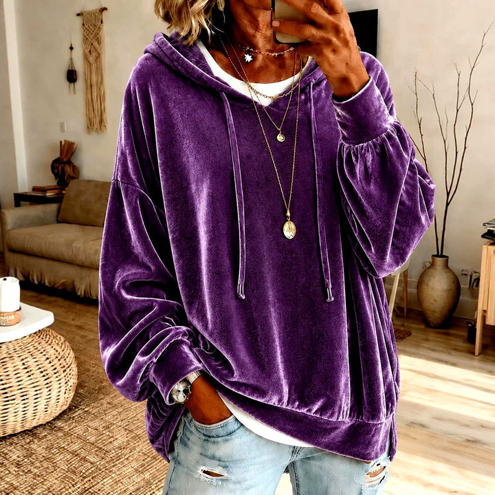 Women's Velvet Balloon Sleeve Oversized Hoodie