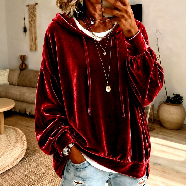 Women's Velvet Balloon Sleeve Oversized Hoodie