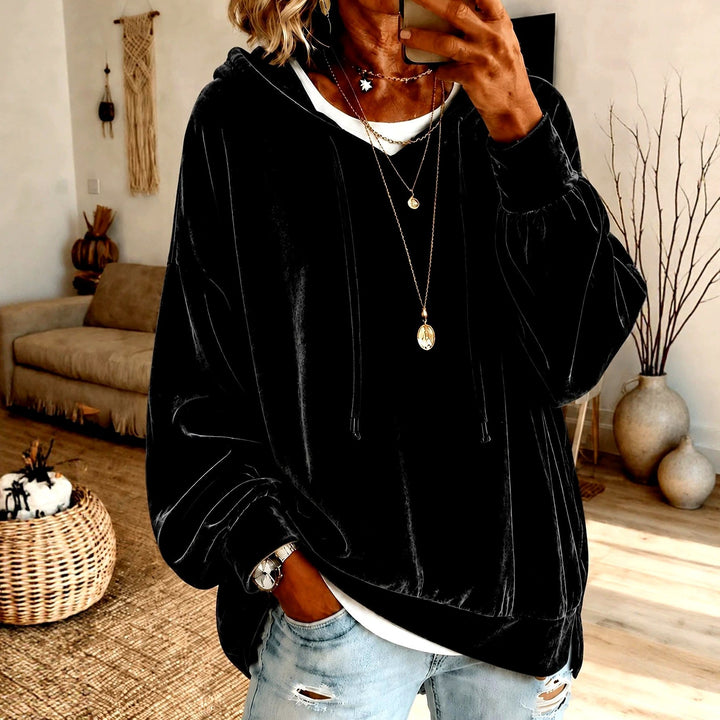 Women's Velvet Balloon Sleeve Oversized Hoodie