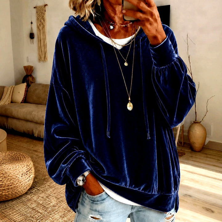 Women's Velvet Balloon Sleeve Oversized Hoodie