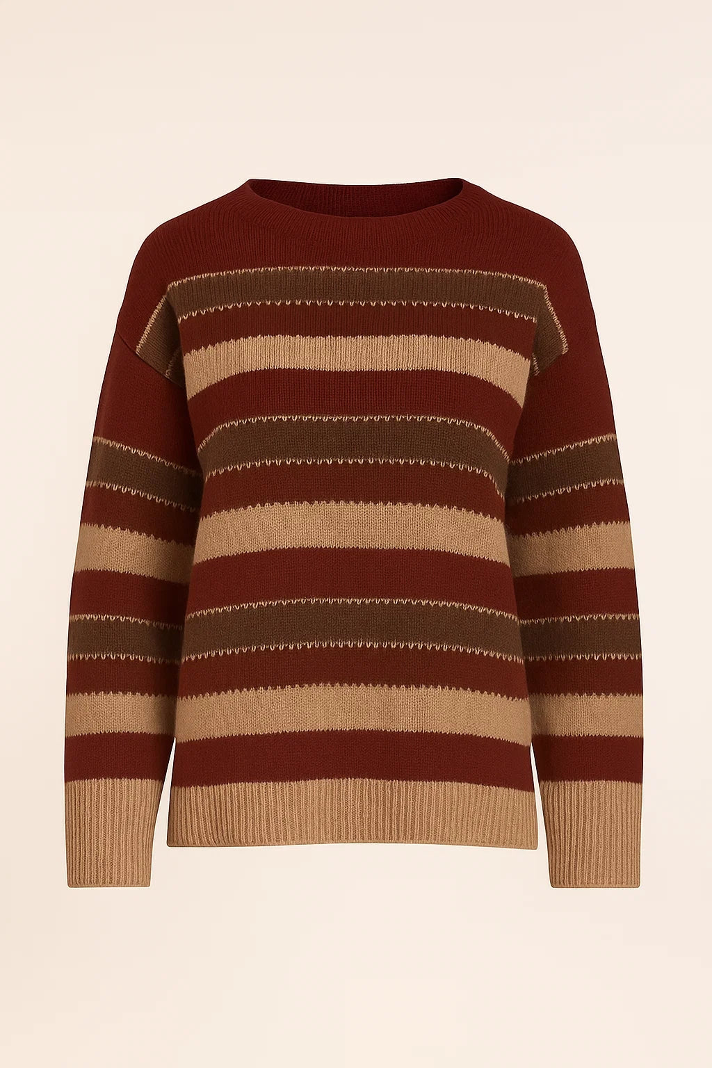 Women's Striped Knit Sweater with Round Neck for Stylish Comfort