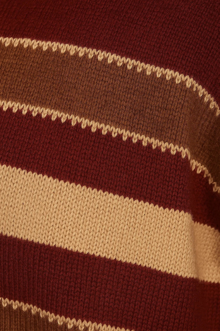 Women's Striped Knit Sweater with Round Neck for Stylish Comfort