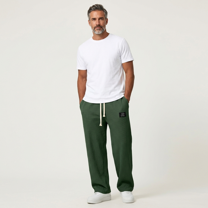 Men's Wide-Leg Adjustable Waist Casual Pants