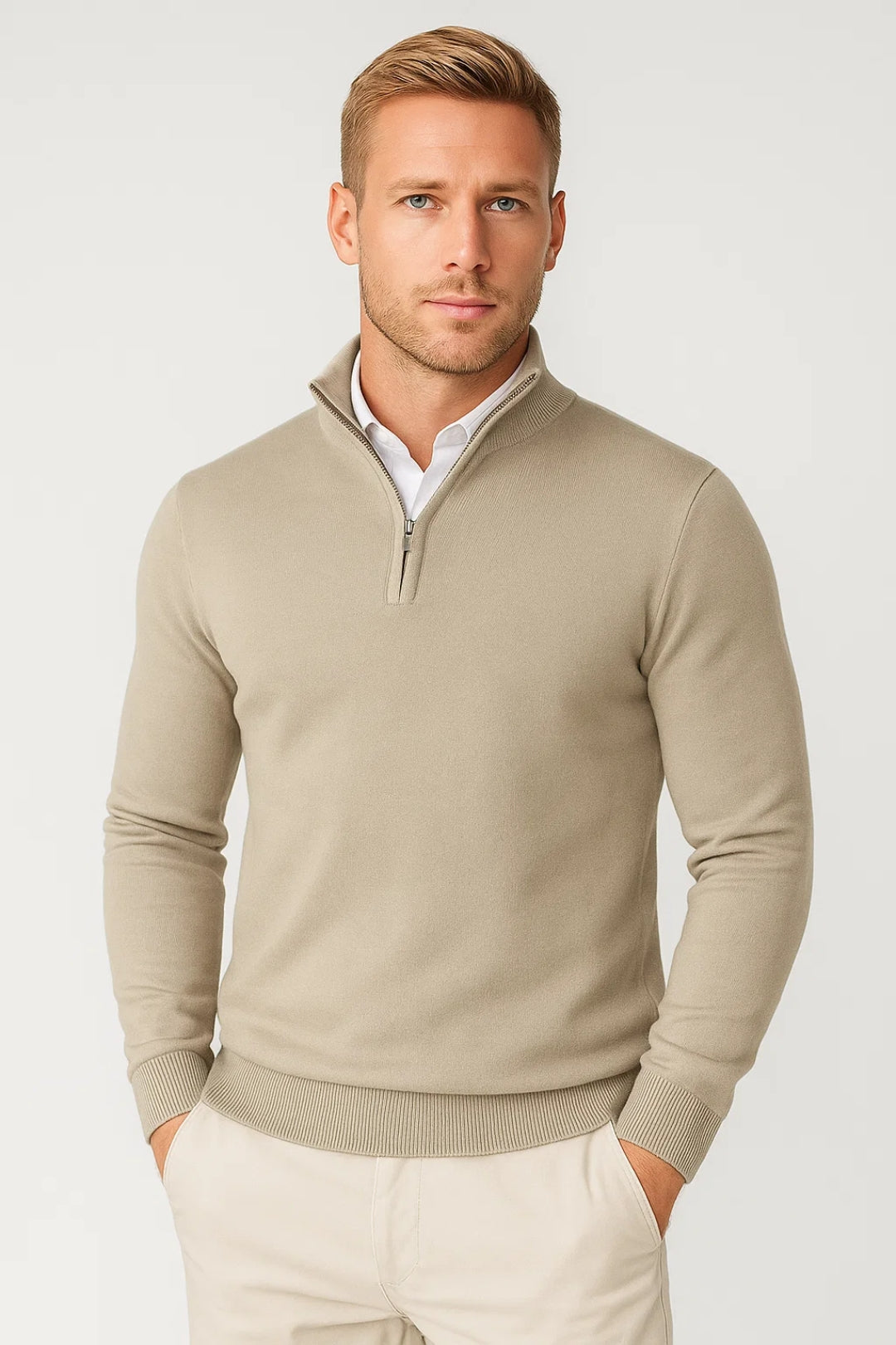 Men's Modern Half Zip High Neck Sweater
