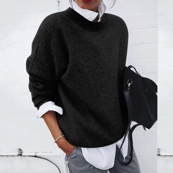 Women's Relaxed-Fit Crew-Neck Cashmere Blend Sweater