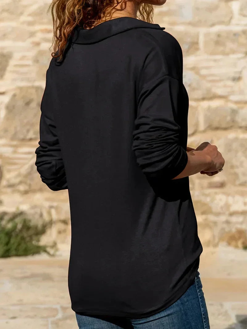 Women's Slim Ribbed Half-Zip Sweatshirt