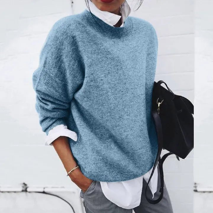 Women's Relaxed-Fit Crew-Neck Cashmere Blend Sweater