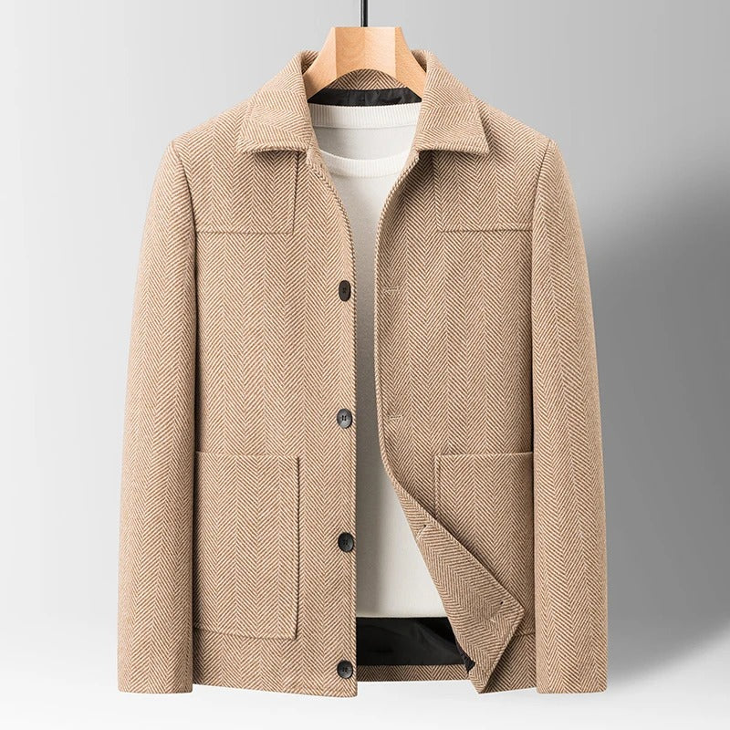 Men's Elegant Herringbone Pattern Jacket