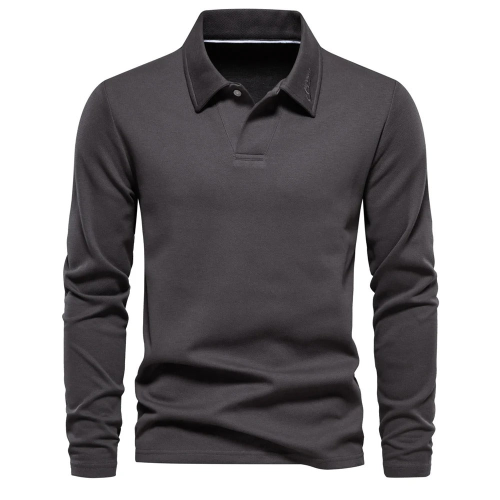 Men's Elegant Long-Sleeved Polo Shirt for Stylish Comfort