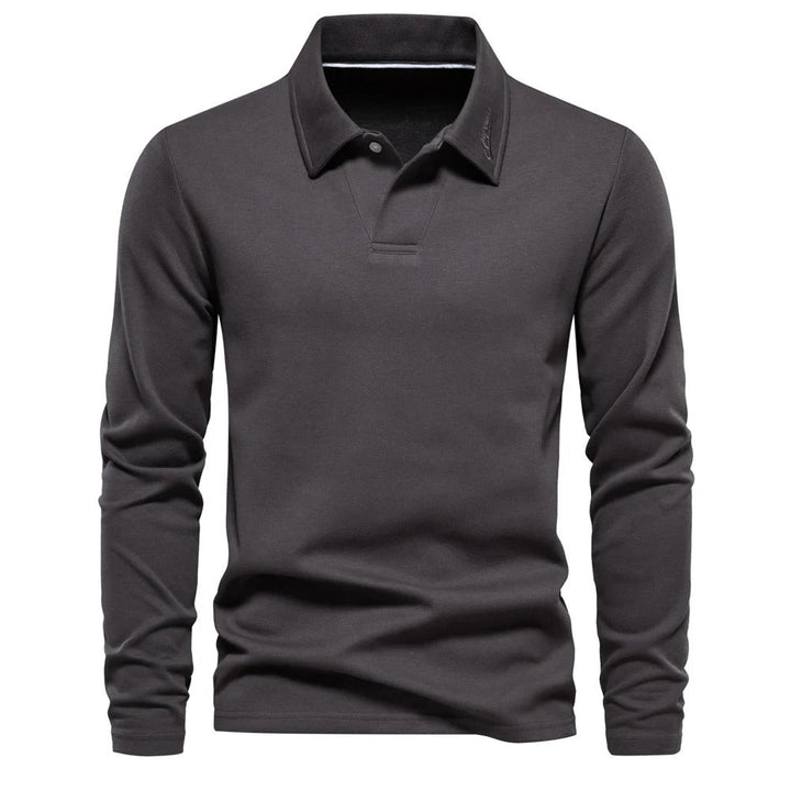 Men's Elegant Long-Sleeved Polo Shirt for Stylish Comfort