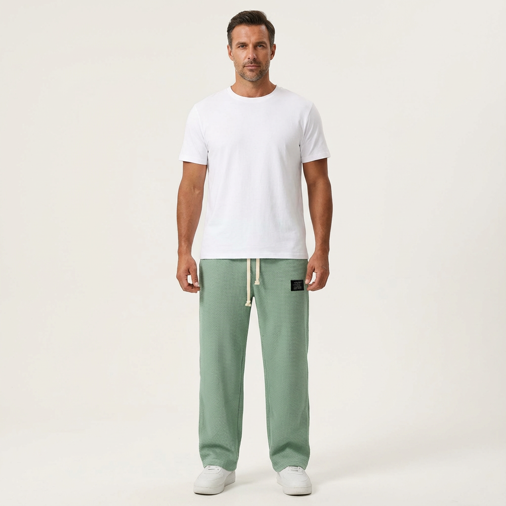 Men's Wide-Leg Adjustable Waist Casual Pants