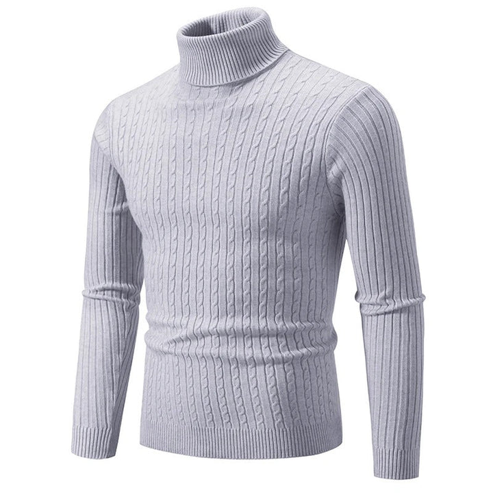 Men's Roll Collar Sweater with Braid Pattern for Stylish Comfort