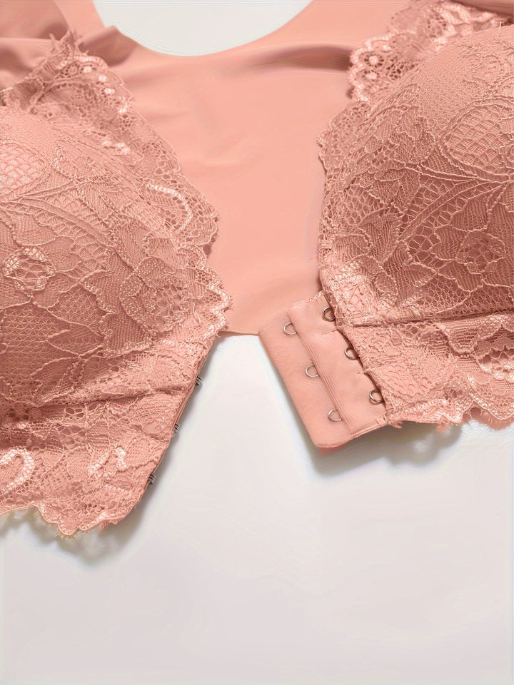 Women's Set of 2 Front Closure Bras with Lace Details for Comfort