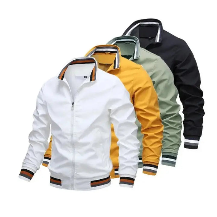 Men's Lightweight Waterproof White Bomber Windbreaker Jacket