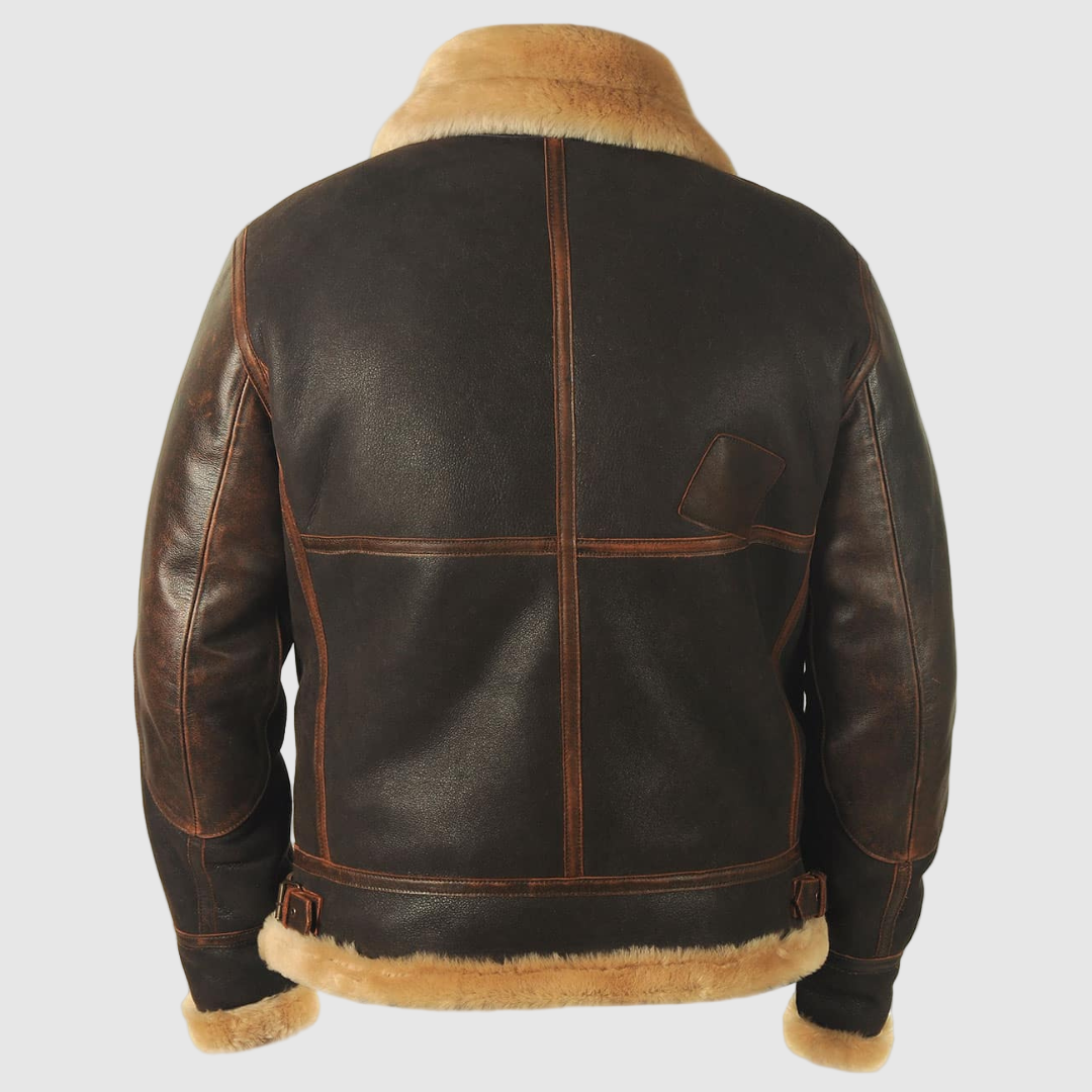 Men's Aviator Winged-Emblem Leather Jacket