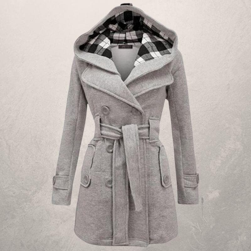 Women's Hooded Belted Coat for Warm Winter Fashion