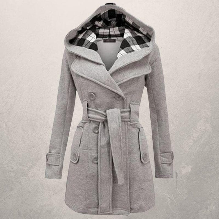 Women's Hooded Belted Coat for Warm Winter Fashion
