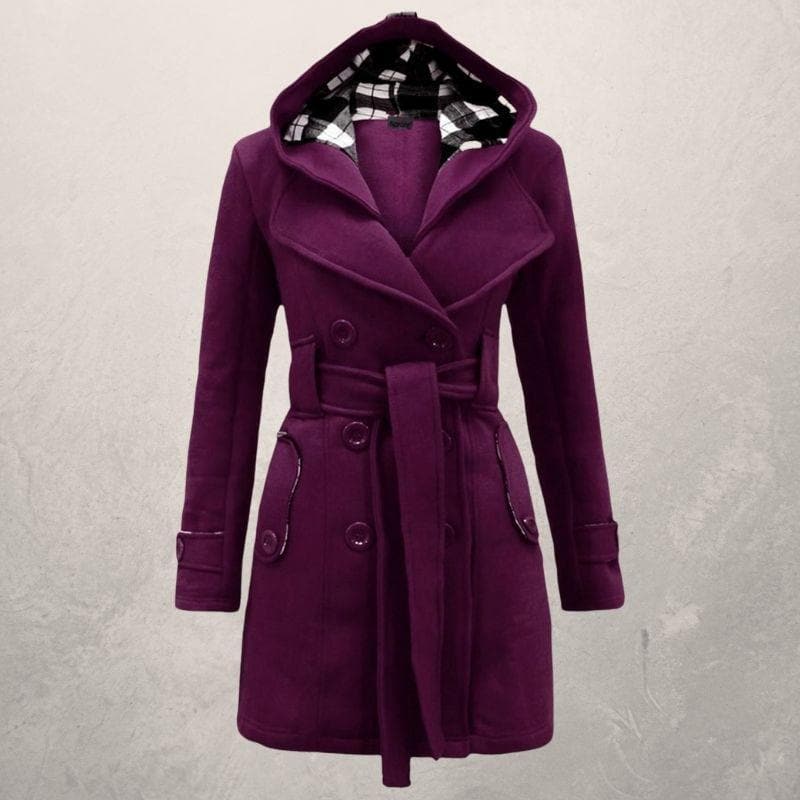 Women's Hooded Belted Coat for Warm Winter Fashion