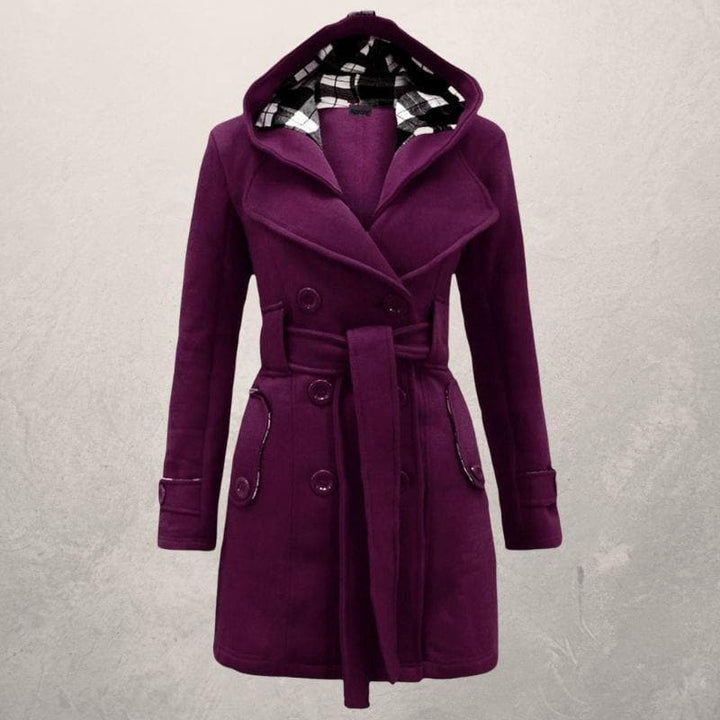 Women's Hooded Belted Coat for Warm Winter Fashion