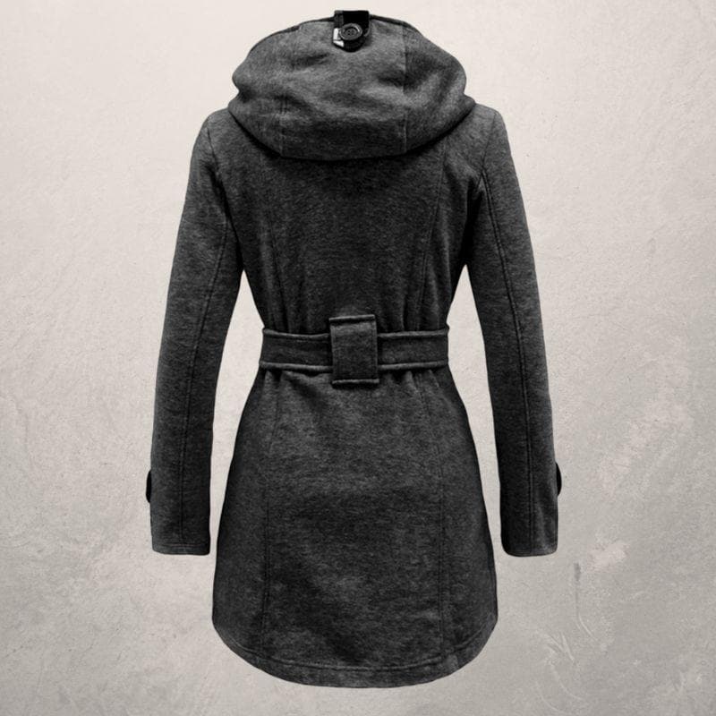Women's Hooded Belted Coat for Warm Winter Fashion