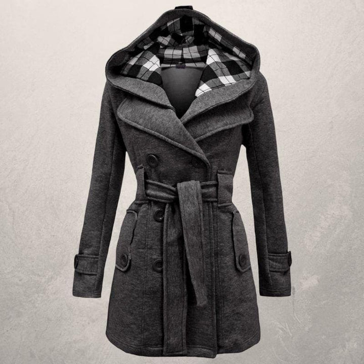 Women's Hooded Belted Coat for Warm Winter Fashion