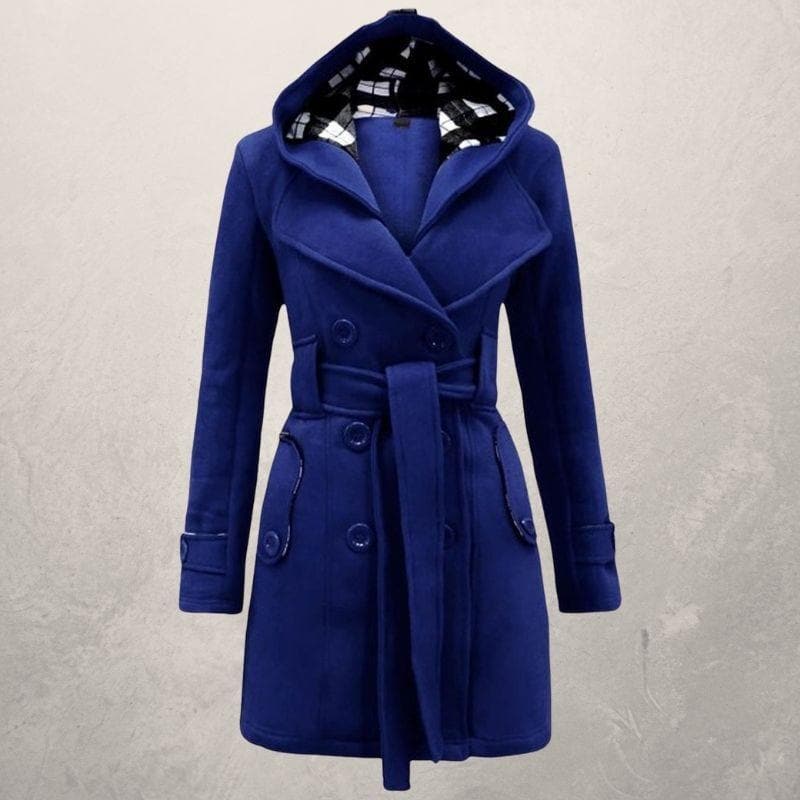 Women's Hooded Belted Coat for Warm Winter Fashion