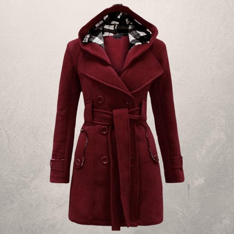 Women's Hooded Belted Coat for Warm Winter Fashion