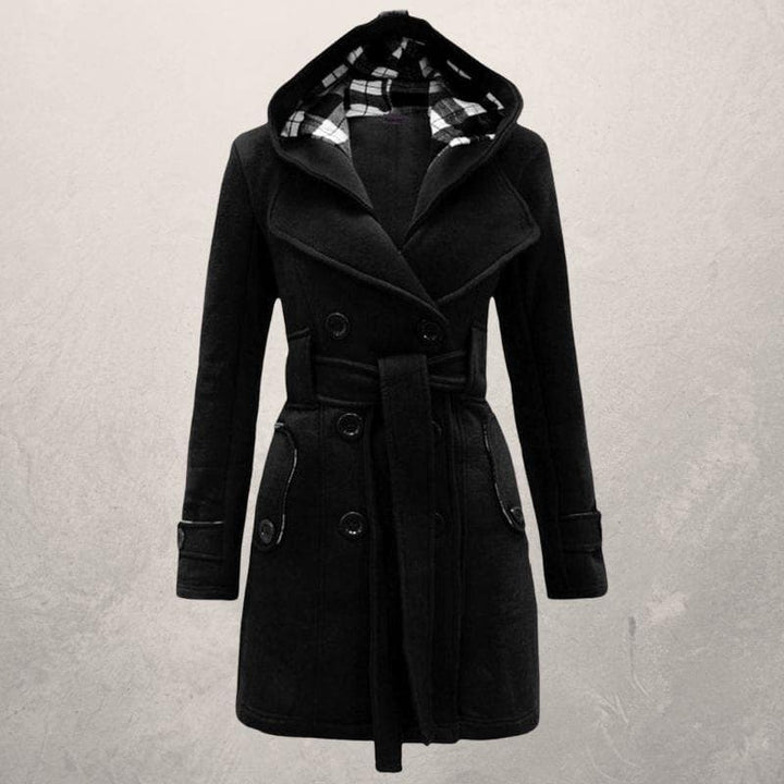 Women's Hooded Belted Coat for Warm Winter Fashion