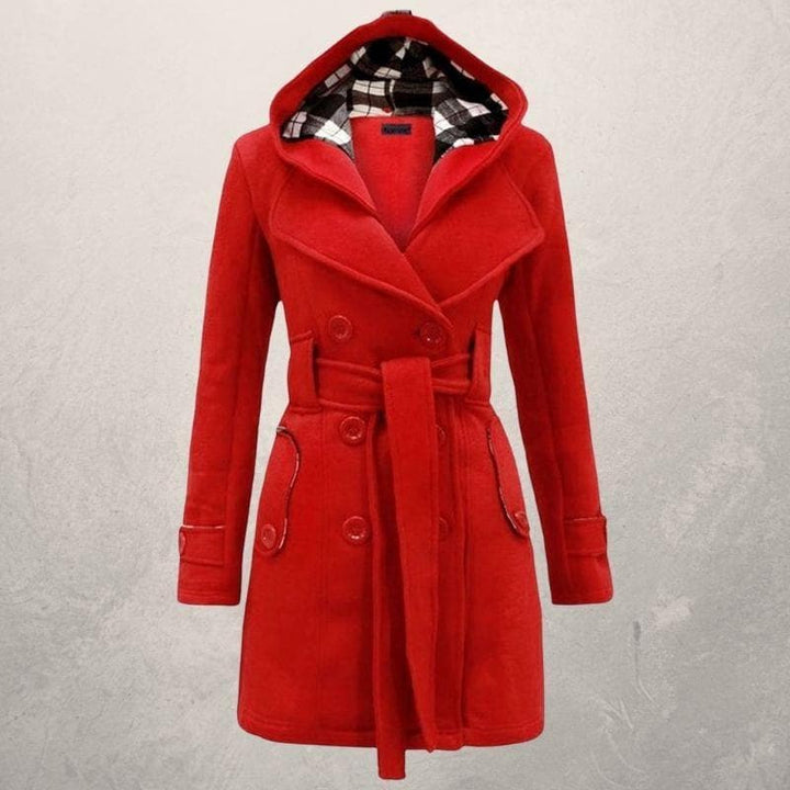 Women's Hooded Belted Coat for Warm Winter Fashion