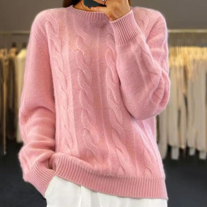 Women's Relaxed Cable Knit Pullover Sweater