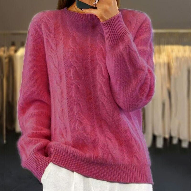 Women's Relaxed Cable Knit Pullover Sweater