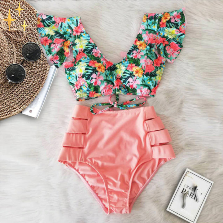 Zaya | Women's Ruffle Top High Waist Bikini Set