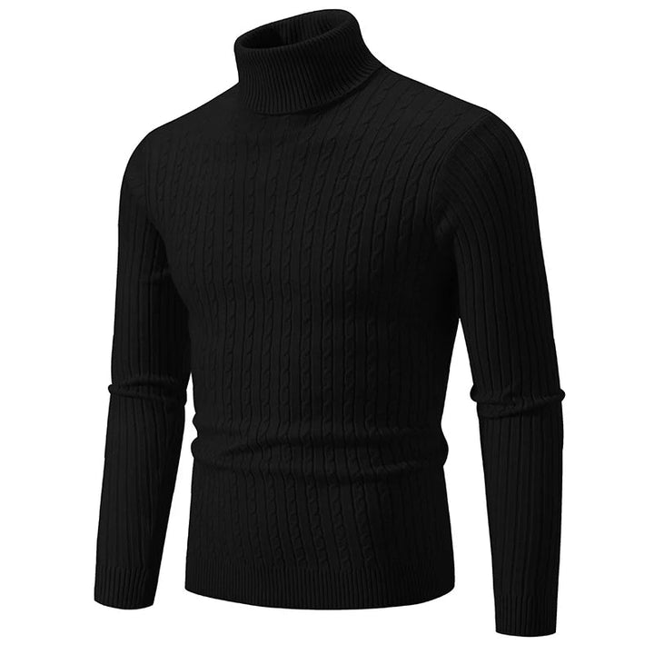 Men's Roll Collar Sweater with Braid Pattern for Stylish Comfort