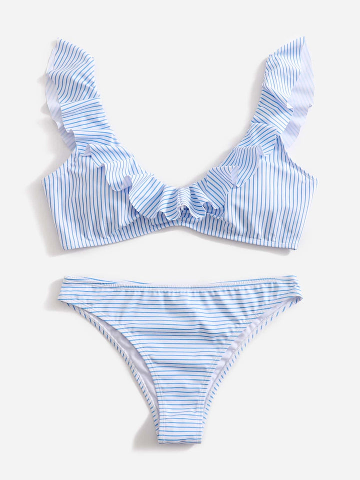 Lina | Women's Blue and White Striped Bikini