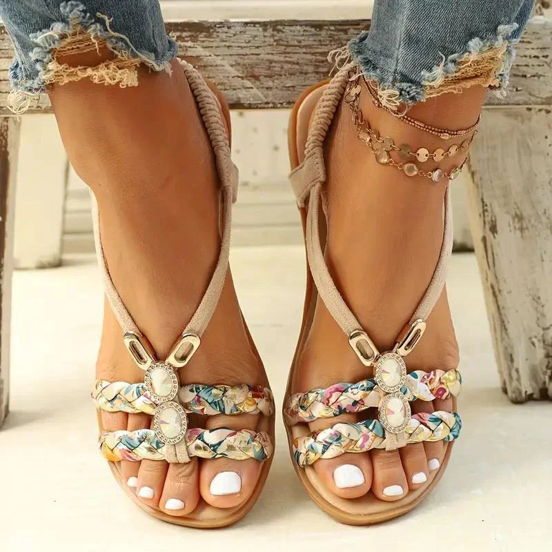 Amira | Women's Boho Beaded Slip-On Summer Sandals