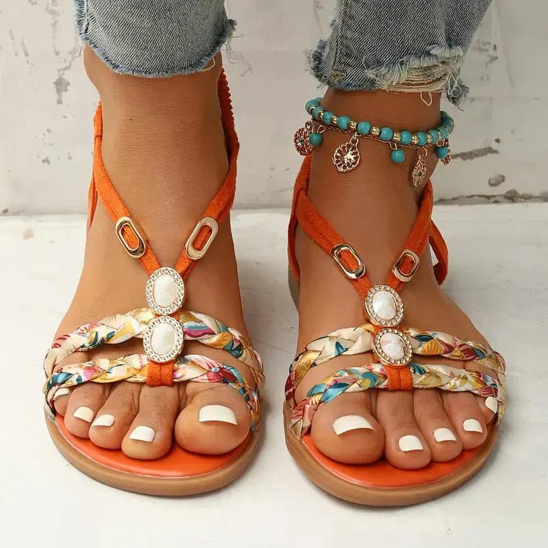 Amira | Women's Boho Beaded Slip-On Summer Sandals