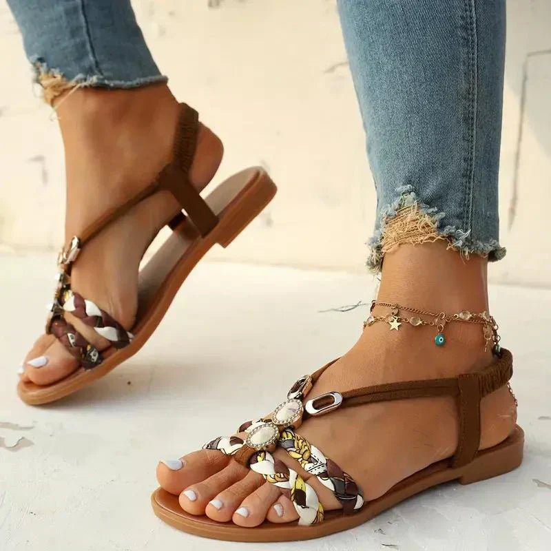 Amira | Women's Boho Beaded Slip-On Summer Sandals