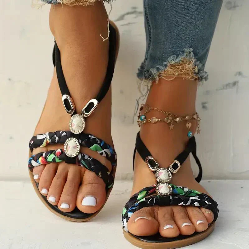 Amira | Women's Boho Beaded Slip-On Summer Sandals
