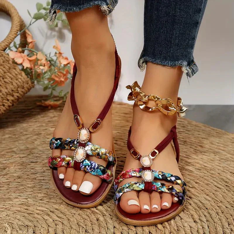 Amira | Women's Boho Beaded Slip-On Summer Sandals