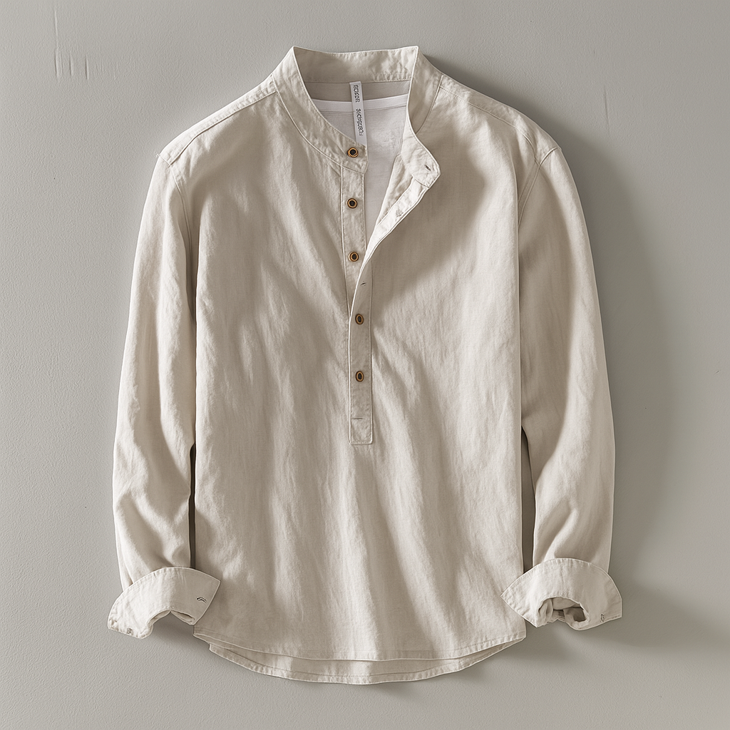 Men's Long Sleeve Casual Henley Shirt