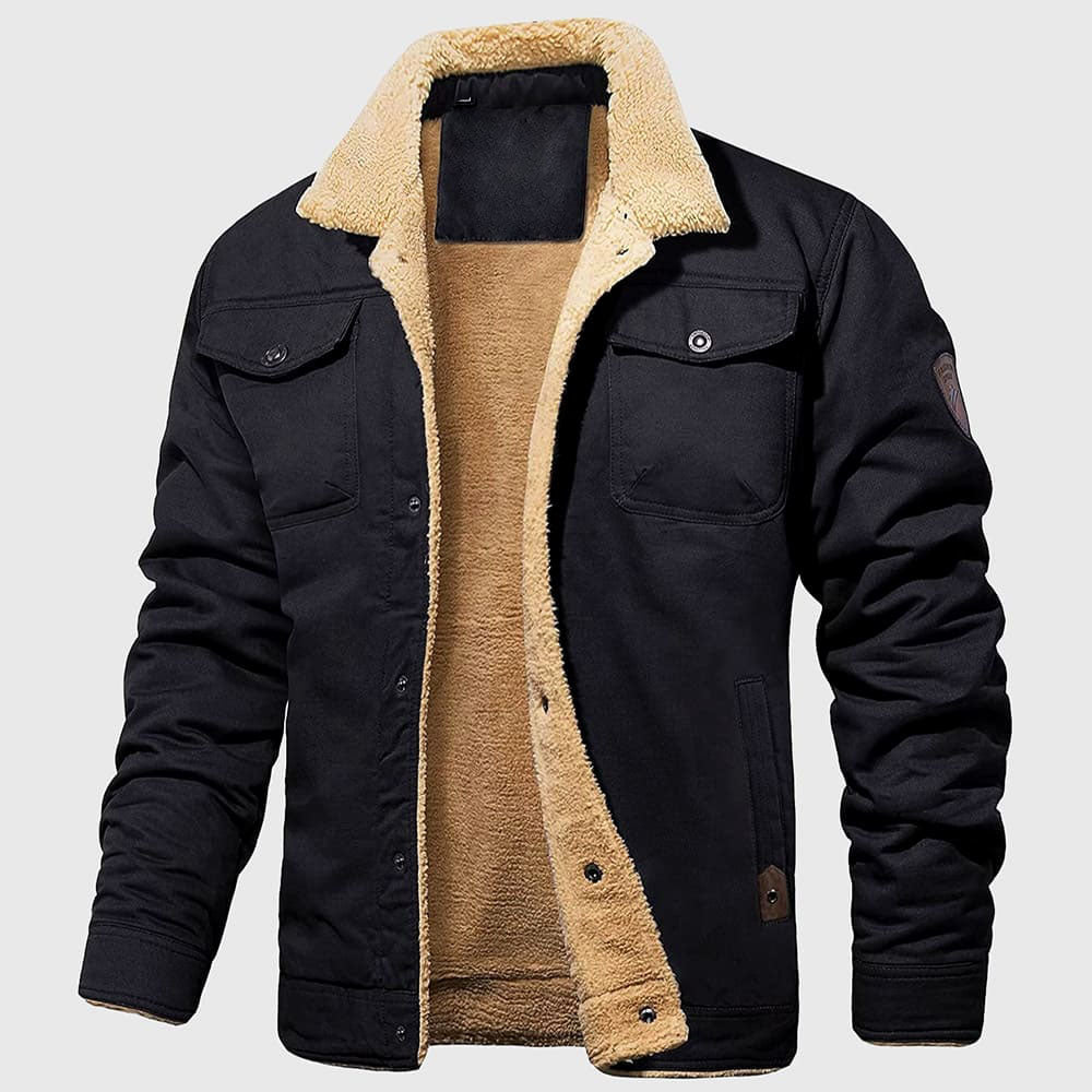 Men's Sherpa-Lined Bomber Jacket with Chest Pockets