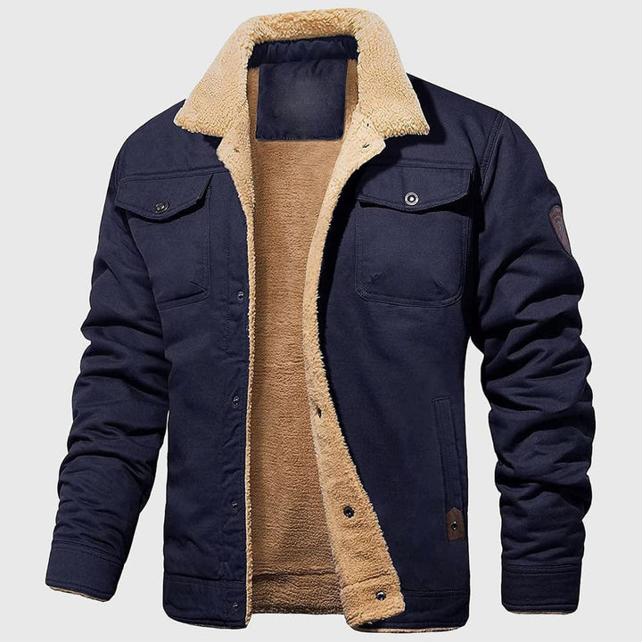 Men's Sherpa-Lined Bomber Jacket with Chest Pockets