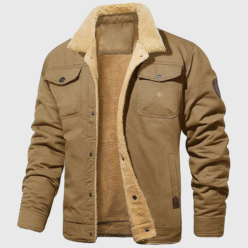 Men's Sherpa-Lined Bomber Jacket with Chest Pockets