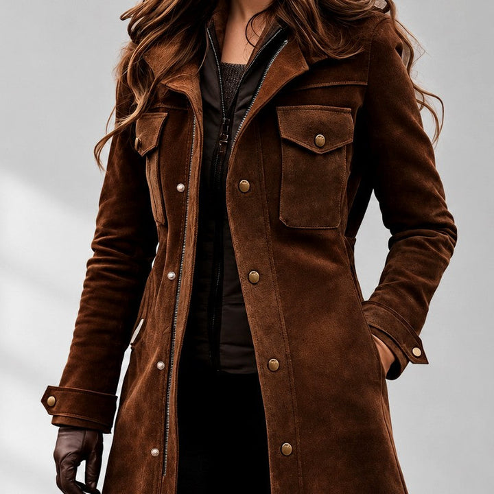 Women's Faux Suede Longline Utility Jacket